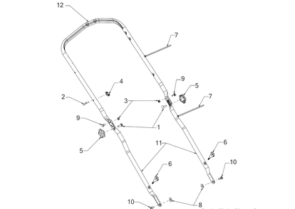 Handle Diagram and Parts List for SC700E (12AEN2S7756)(2018) Cub Cadet Lawn Mower
